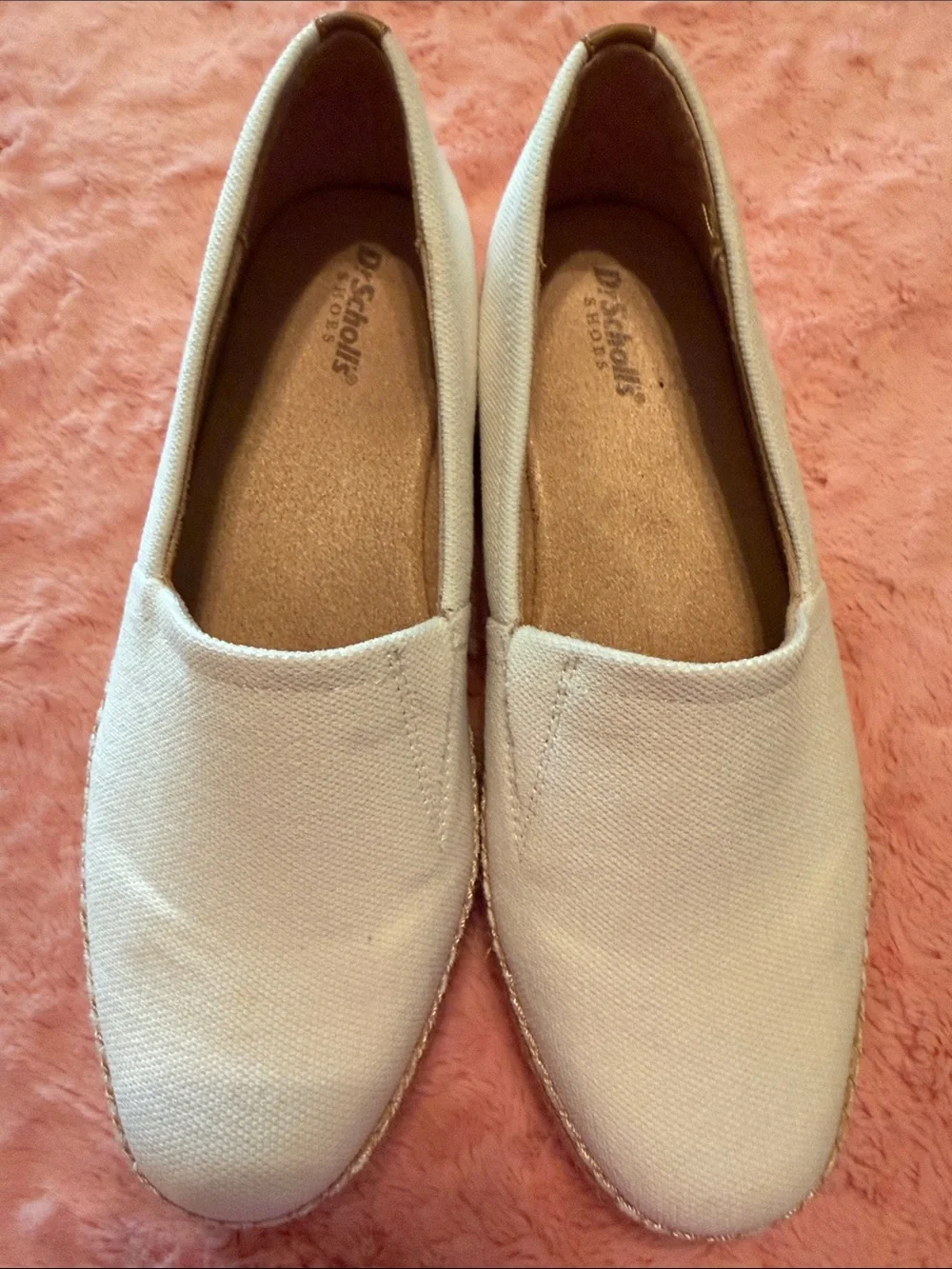 Dr. Scholl’s Off-White Canvas Espadrille Slip-Ons